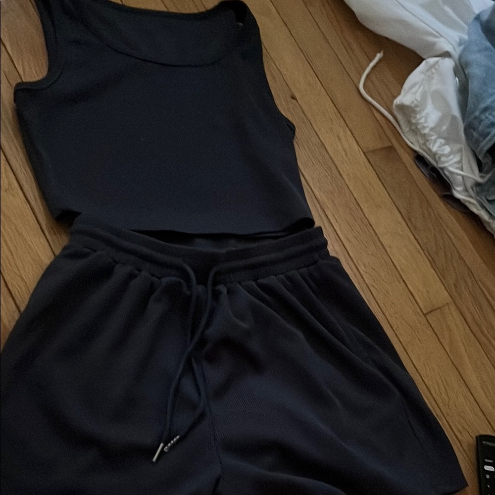 Stylish dark grey Tank Top and Shorts Set